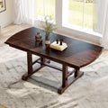 59'-77' Extendable Dining Table, Farmhouse Wooden Kitchen Table with Removable Leaf, Large Expanding Table for 4-8 (Cherry)