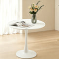 White Round Dining Table,Modern Dining Table, Dining Table,MDF Tabletop and Iron Spray-Painted Matte Base,Oval Dining Table,Mid Century Coffee Table for Living Room 31.5-inch,Home Kitchen,Small Places