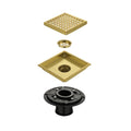 6 Inch Square Shower Floor Drain Square Shower Floor Drain with Flange,Pattern Grate Removable,Food-Grade SUS 304 Stainless Steel