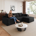 95' Cloud Sectional Sofa,Modern Minimalist Upholstered Couches, Comfort U Shaped Sofa for Living Room,Deep Seat Corner Couch,No Assembly Required,Black (Plush Corduroy Fabric)