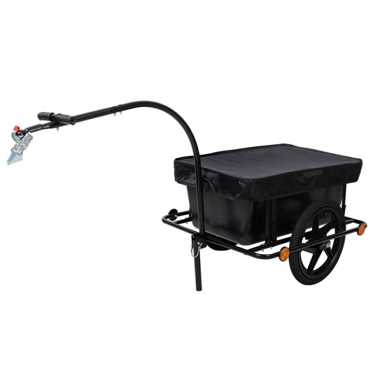 Bike Cargo Trailer with Support Bar, 900D PVC Waterproof Cover, Removable Box, Utility Bike Wagon Trailer for Shopping Camping and Outdoor Activities
