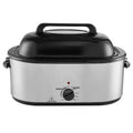 Electric Roaster Oven, 24 QT Turkey Roaster Oven with Self-Basting Lid, 1450W Roaster Oven with Defrost & Warm Function, Adjustable Temp, Removable Pan & Rack, Fits Turkeys Up to 28LBS, Silver