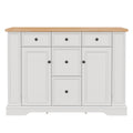 TREXM White Farmhouse-Style Sideboard Buffet Cabinet with 5 Drawers and 2 Cabinets, Adjustable Shelves, Storage Console Table for Dining Room, Living Room, Entryway