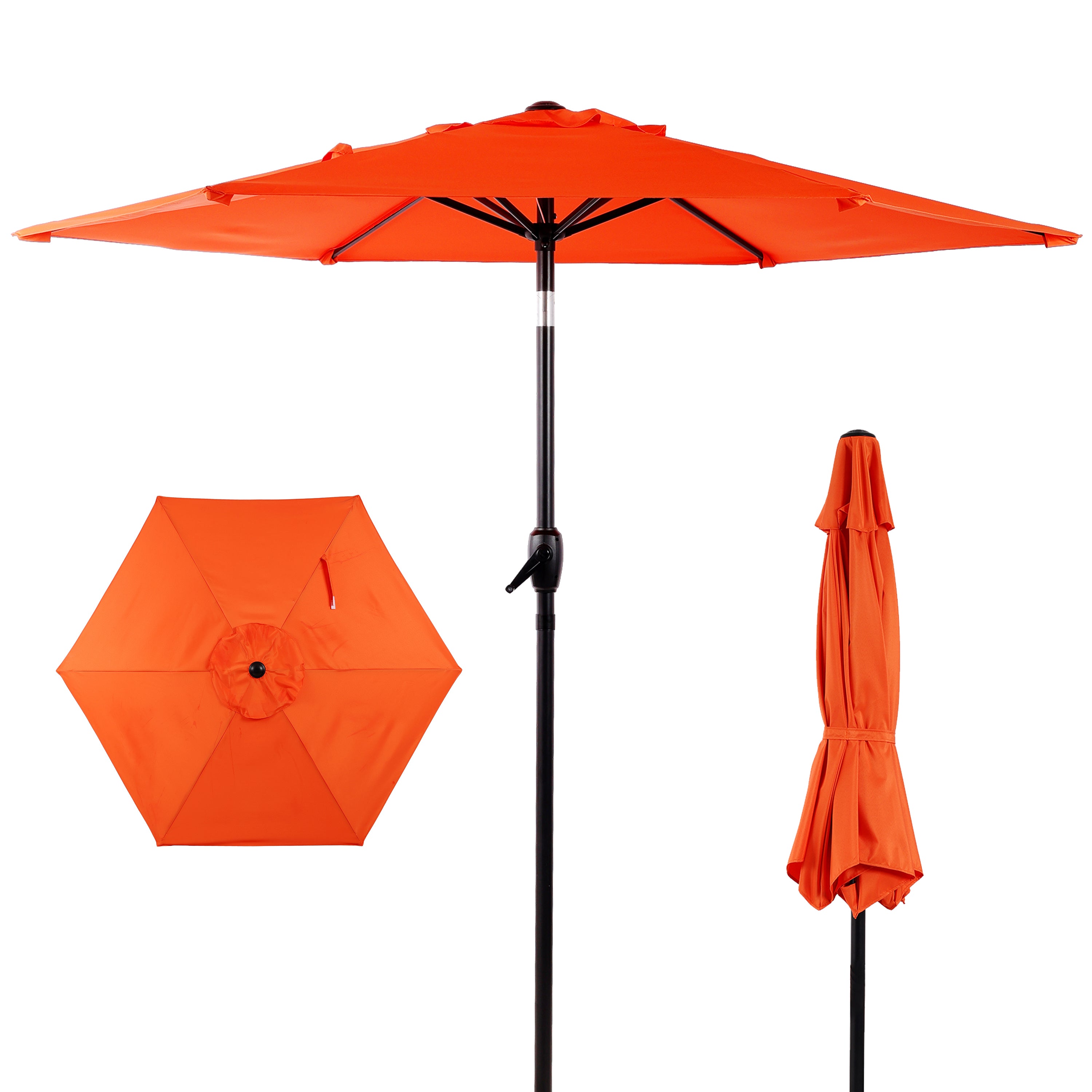 10FT Patio Umbrella, Outdoor Market Yard Umbrella, Sun Shade Umbrella with Push Button Tilt and Crank Mechanism for Garden, Deck, Pool and Backyard, Not Include Umbrella Base, Orange