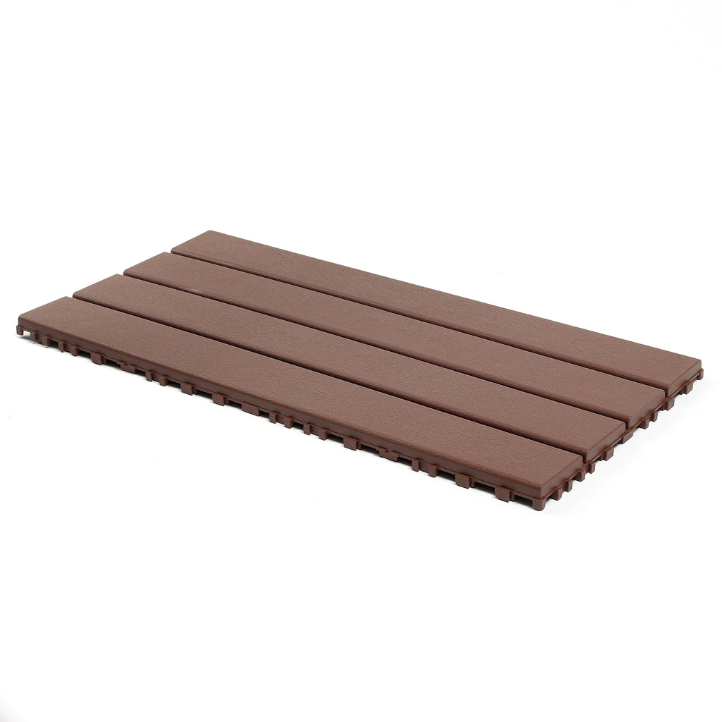 22-Piece Brown Interlocking Deck Tiles for Outdoor Patio, Balcony, Poolside or Indoor Use, Made of Durable Polypropylene, 24x12 Inch