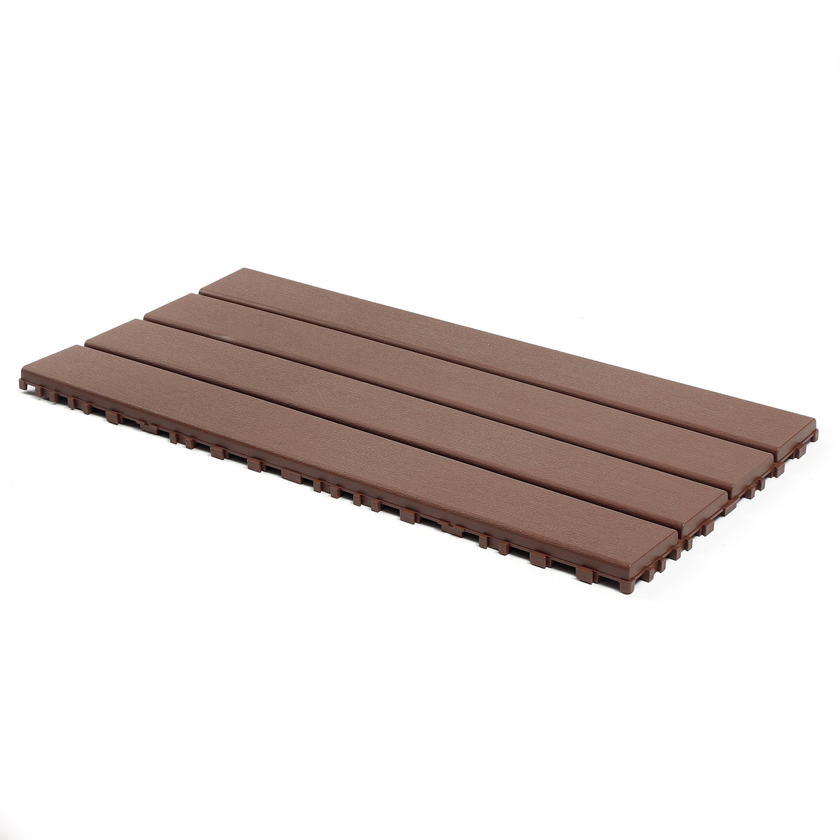22-Piece Brown Interlocking Deck Tiles for Outdoor Patio, Balcony, Poolside or Indoor Use, Made of Durable Polypropylene, 24x12 Inch