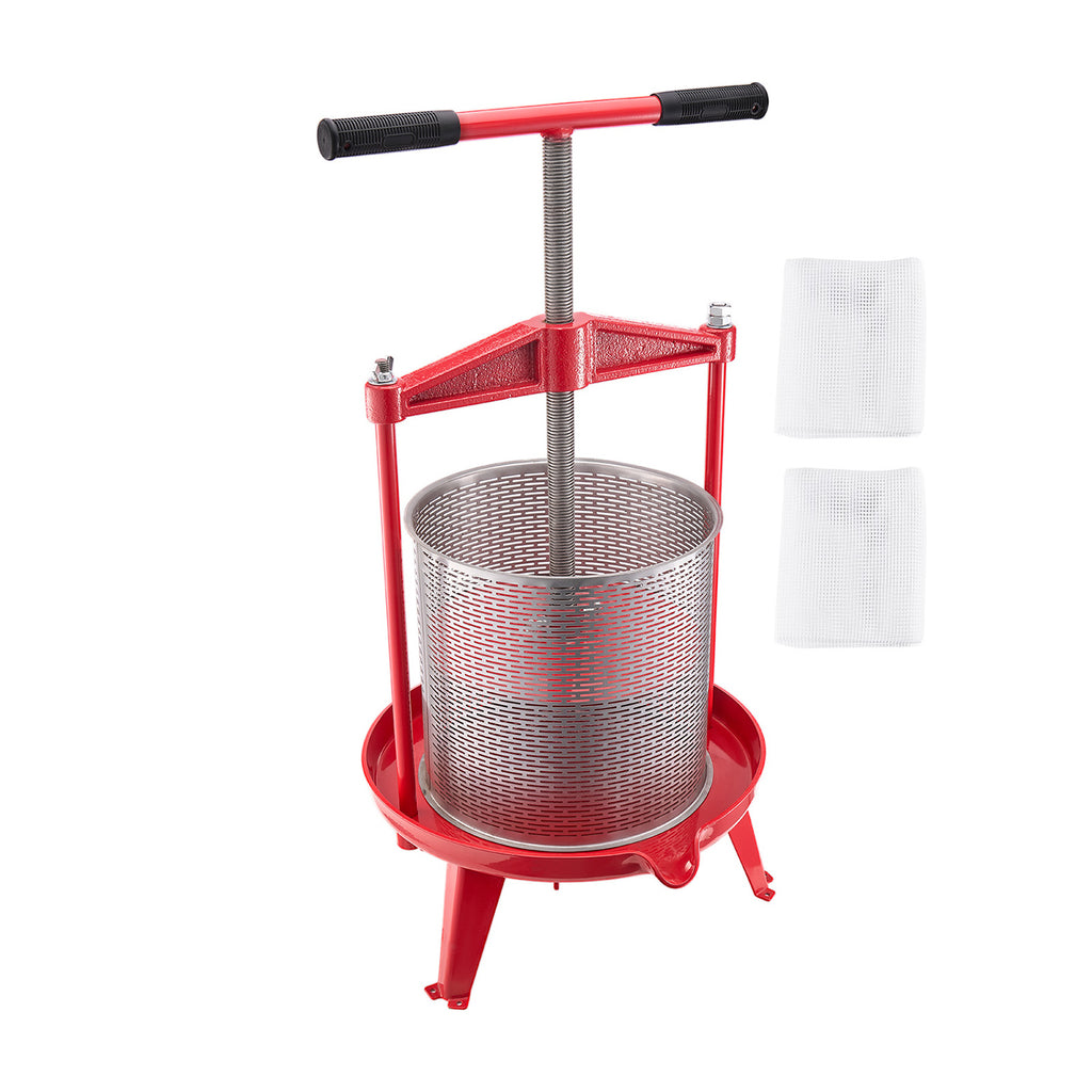 3.69 Gal/14L Fruit Wine Press, Stainless Steel Basket with Cross-beam and Triangular Structure, Manual Juice Maker, Cider Apple Grape Tincture Making Press with T-Handle for Kitchen Home