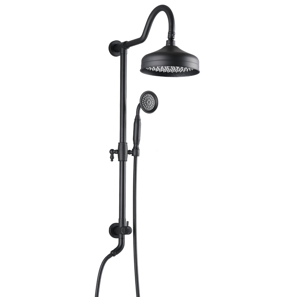 8-Inch Complete Rain Shower Combo System, Air-Injection Rainfall Spray, 3-Function Hand Shower, Wall Mounted in Matte Black