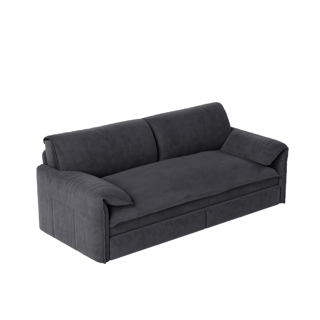 66' Queen Pull Out Sofa Bed, 3-in-1 Convertible Sleeper Sofa with Side Storage,Multi-Functional Velvet Loveseat Bed for Living Room,Grey