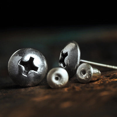 Sterling silver screw earrings handmade
