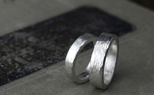 Hammer Thickened Sterling Silver Ring