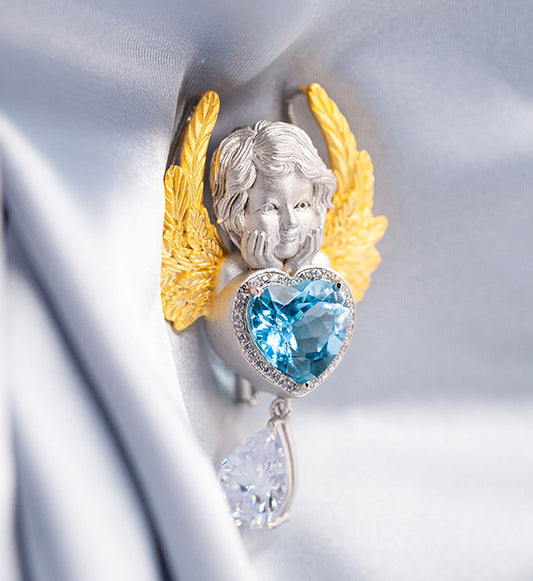 Angel brooch and Pendant-Natural Topaz